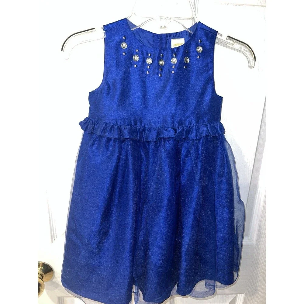 Gymboree Dress Toddler Girls 3T Best in Blue Gem Tulle Event Wedding Birthday